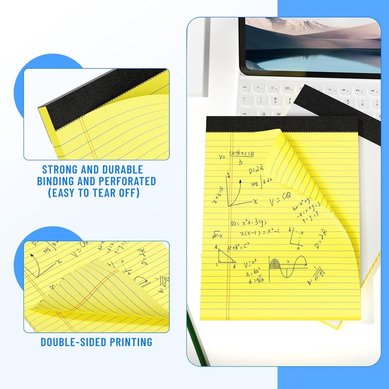 Ciphyfee 3pcs Legal Pads 8.5 x 11, Notepads 8.5 x 11 College Ruled Notebook, Writing Pads of Paper,Yellow Note Pads, Memo Pad Papers Perforate Legal Notepads Narrow Ruled Line,30 Sheets/Pack - Image 4